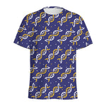 White And Yellow DNA Pattern Print Men's Sports T-Shirt