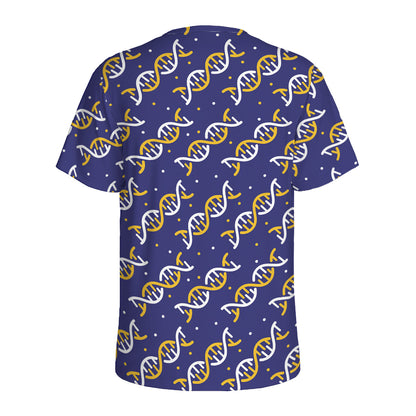 White And Yellow DNA Pattern Print Men's Sports T-Shirt