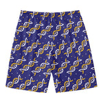 White And Yellow DNA Pattern Print Men's Swim Trunks