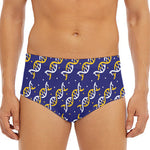 White And Yellow DNA Pattern Print Men's Triangle Swim Briefs