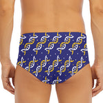 White And Yellow DNA Pattern Print Men's Triangle Swim Briefs