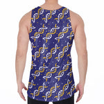 White And Yellow DNA Pattern Print Men's Velvet Tank Top