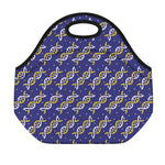 White And Yellow DNA Pattern Print Neoprene Lunch Bag