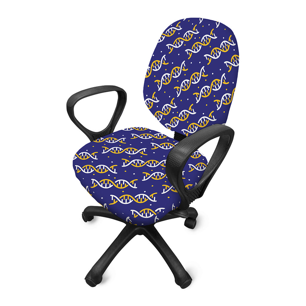 White And Yellow DNA Pattern Print Office Chair Cover