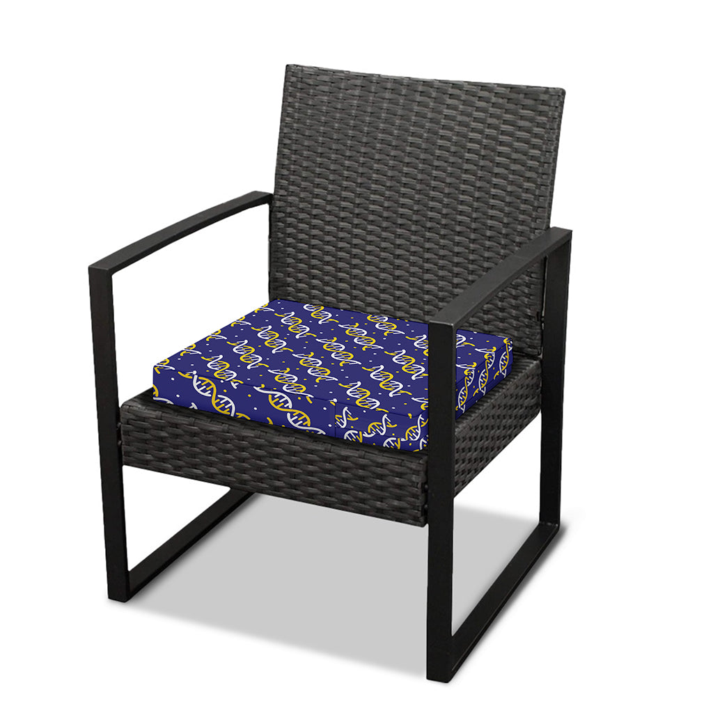 White And Yellow DNA Pattern Print Outdoor Seat Cushion Cover