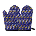 White And Yellow DNA Pattern Print Oven Mitts