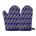 White And Yellow DNA Pattern Print Oven Mitts