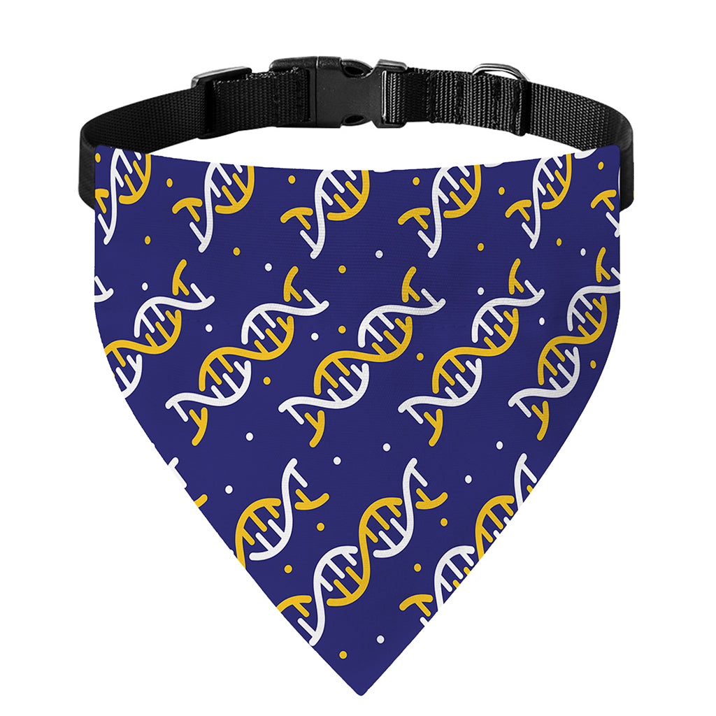 White And Yellow DNA Pattern Print Over The Collar Dog Bandana