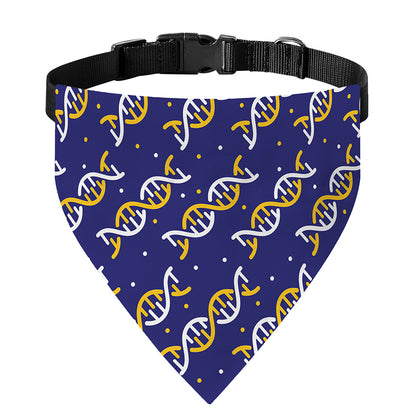 White And Yellow DNA Pattern Print Over The Collar Dog Bandana