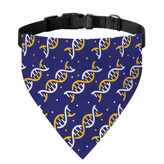 White And Yellow DNA Pattern Print Over The Collar Dog Bandana