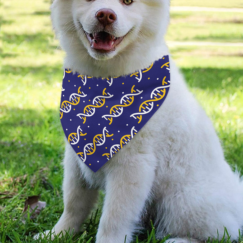 White And Yellow DNA Pattern Print Over The Collar Dog Bandana
