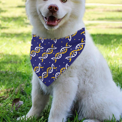 White And Yellow DNA Pattern Print Over The Collar Dog Bandana