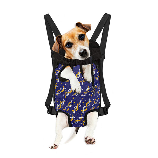 White And Yellow DNA Pattern Print Pet Carrier Backpack