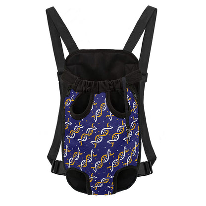 White And Yellow DNA Pattern Print Pet Carrier Backpack