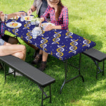 White And Yellow DNA Pattern Print Picnic Table Cover