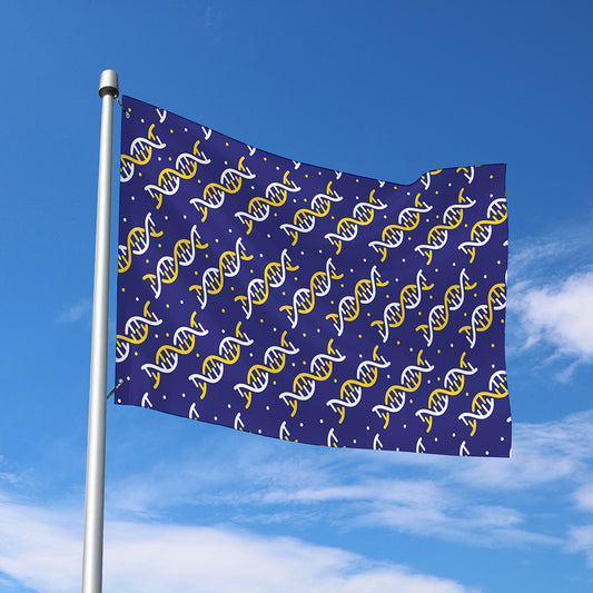 White And Yellow DNA Pattern Print Polyester Flag