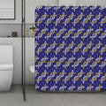 White And Yellow DNA Pattern Print Polyester Shower Curtain