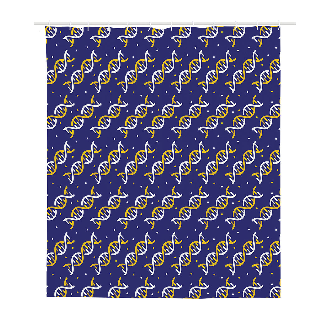 White And Yellow DNA Pattern Print Polyester Shower Curtain