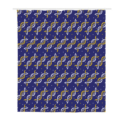 White And Yellow DNA Pattern Print Polyester Shower Curtain