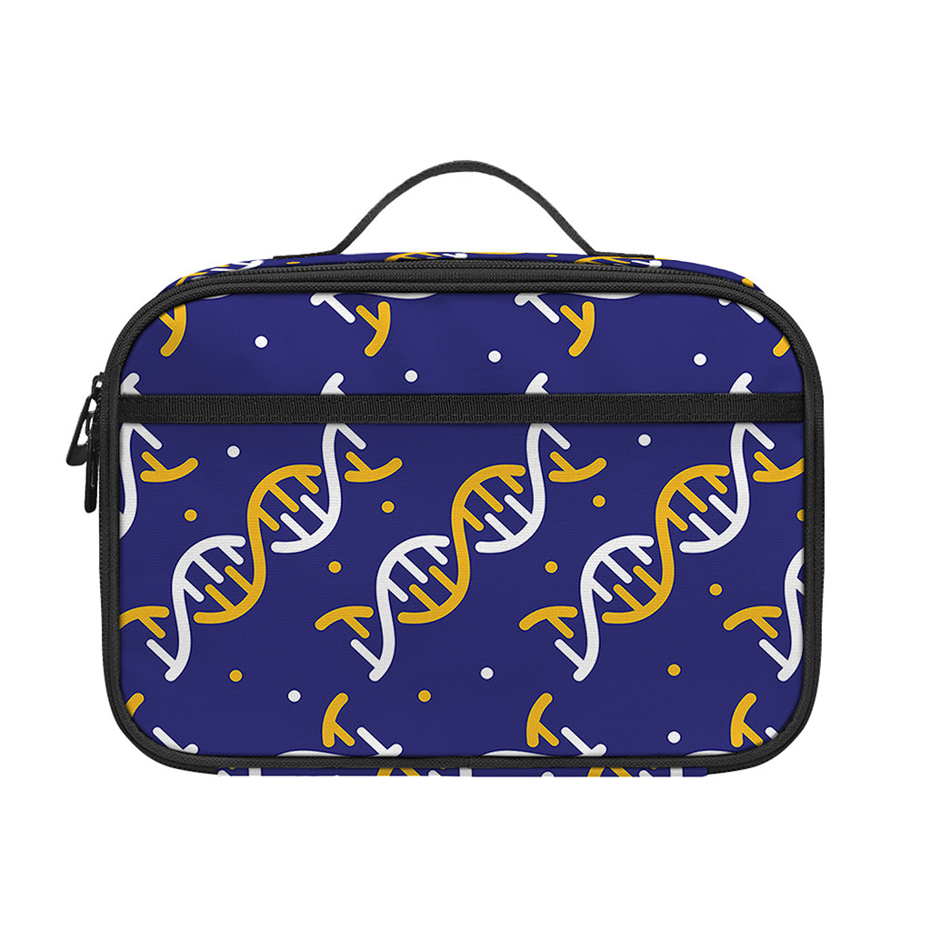 White And Yellow DNA Pattern Print Portable Lunch Bag