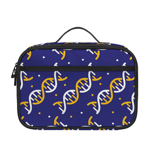 White And Yellow DNA Pattern Print Portable Lunch Bag