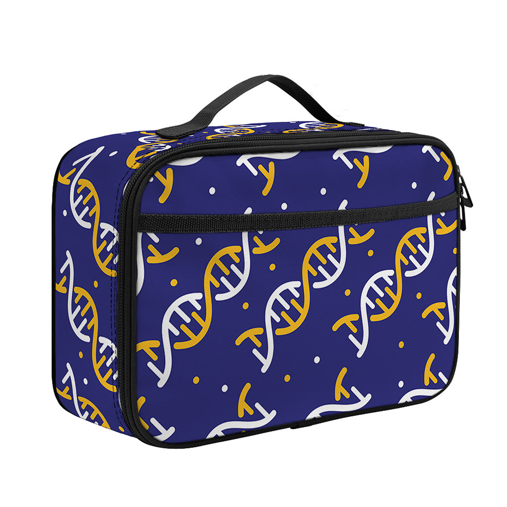 White And Yellow DNA Pattern Print Portable Lunch Bag