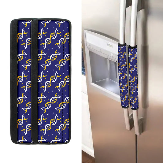 White And Yellow DNA Pattern Print Refrigerator Handle Covers