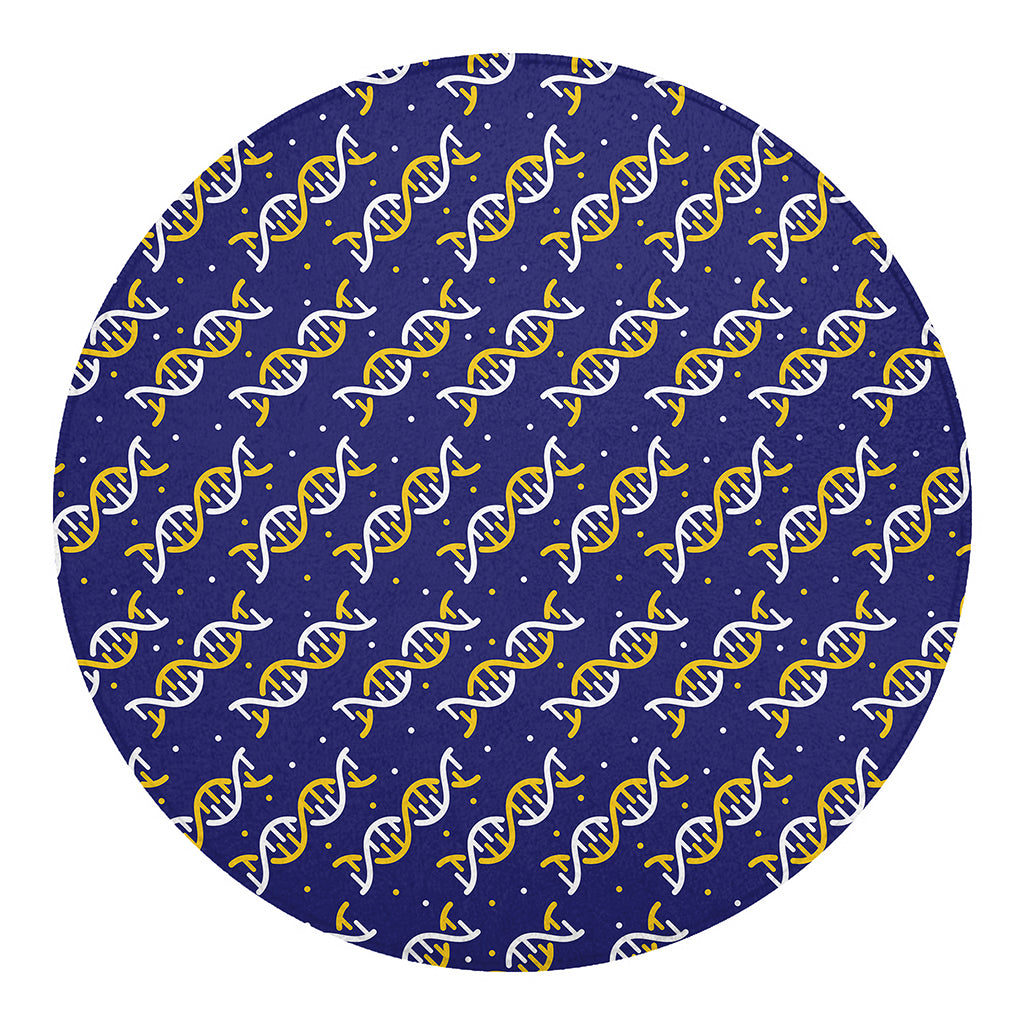 White And Yellow DNA Pattern Print Round Blanket