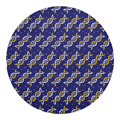 White And Yellow DNA Pattern Print Round Blanket