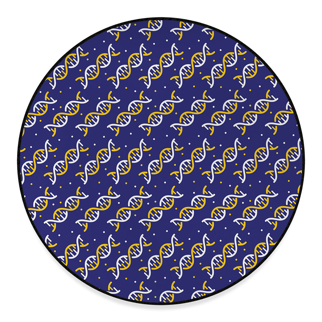 White And Yellow DNA Pattern Print Round Floor Mat