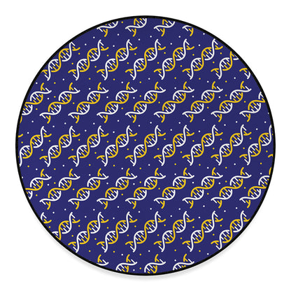 White And Yellow DNA Pattern Print Round Floor Mat