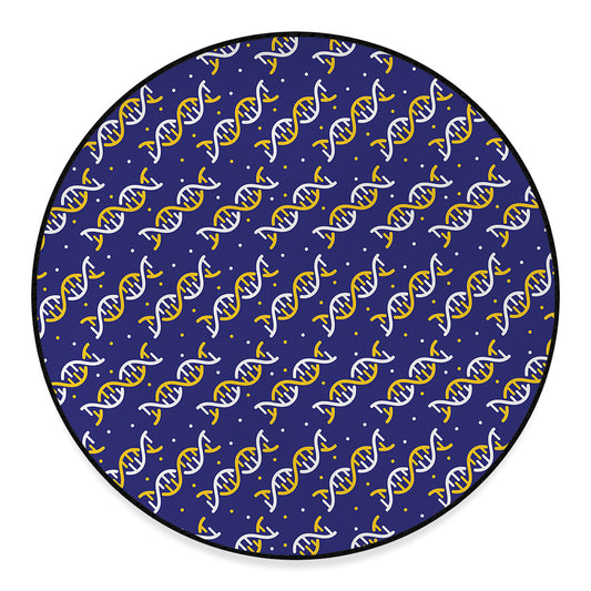 White And Yellow DNA Pattern Print Round Floor Mat
