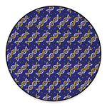 White And Yellow DNA Pattern Print Round Floor Mat