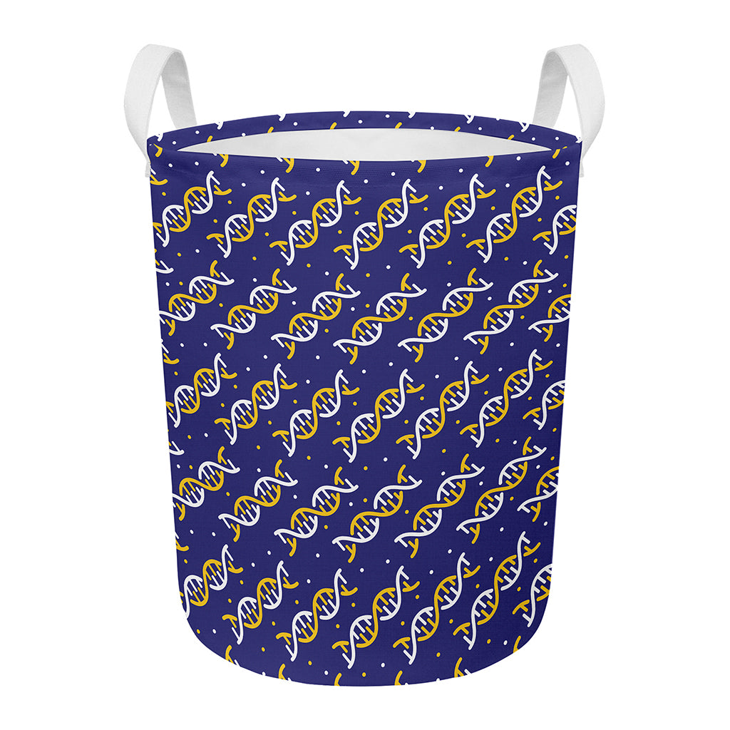 White And Yellow DNA Pattern Print Round Laundry Basket