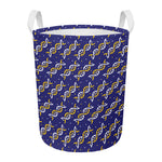White And Yellow DNA Pattern Print Round Laundry Basket