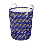 White And Yellow DNA Pattern Print Round Laundry Basket