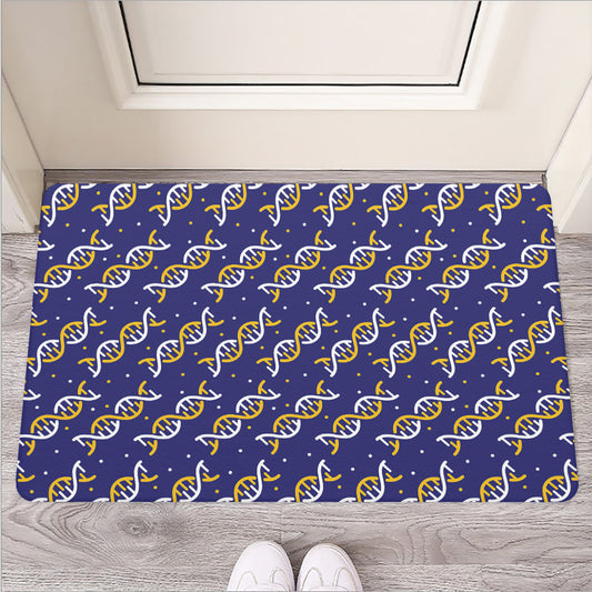 White And Yellow DNA Pattern Print Rubber Doormat