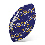 White And Yellow DNA Pattern Print Rugby Ball