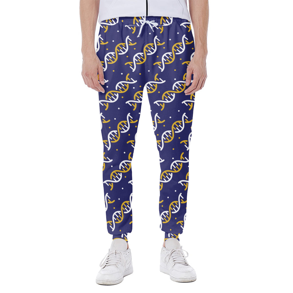 White And Yellow DNA Pattern Print Scuba Joggers