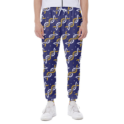 White And Yellow DNA Pattern Print Scuba Joggers