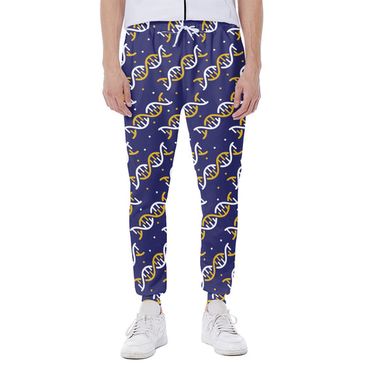 White And Yellow DNA Pattern Print Scuba Joggers