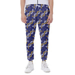 White And Yellow DNA Pattern Print Scuba Joggers