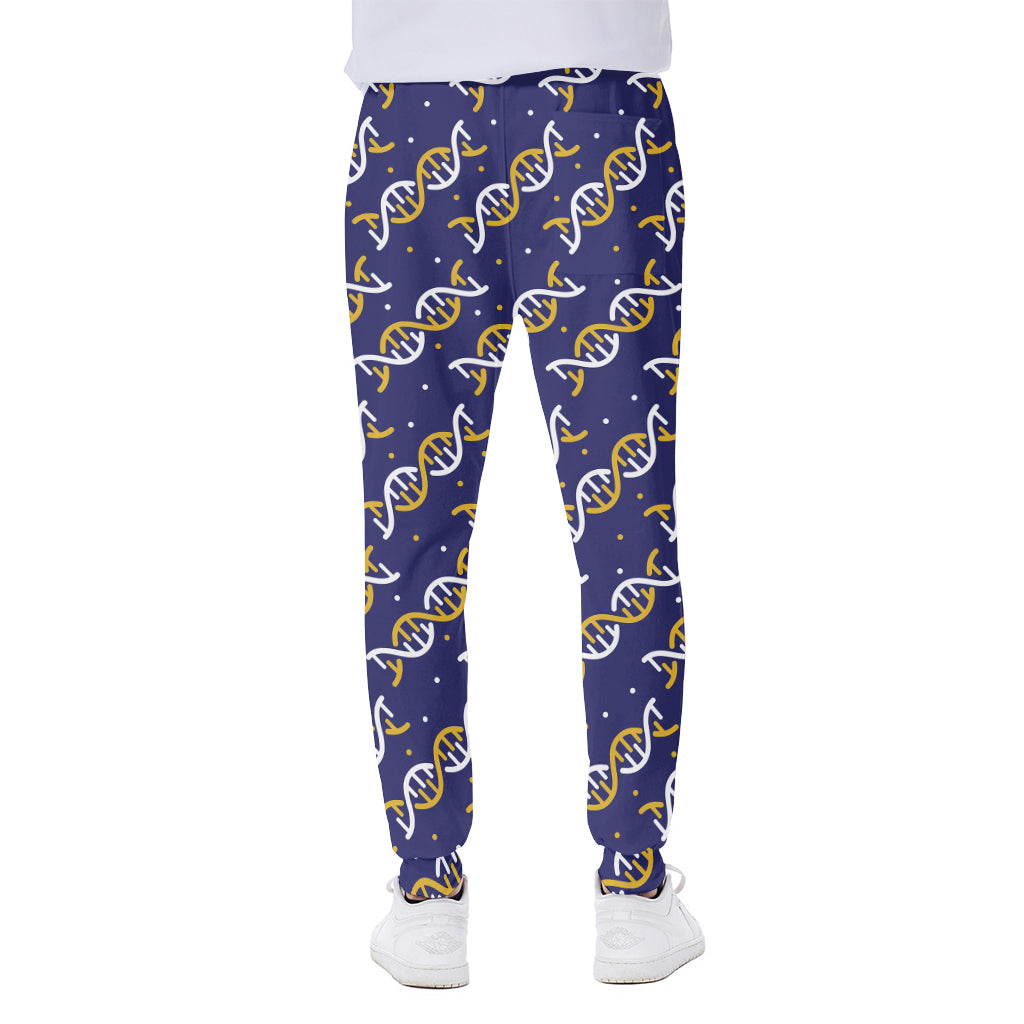 White And Yellow DNA Pattern Print Scuba Joggers