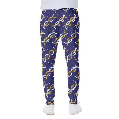 White And Yellow DNA Pattern Print Scuba Joggers