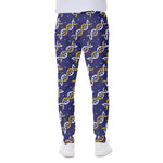 White And Yellow DNA Pattern Print Scuba Joggers