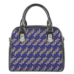 White And Yellow DNA Pattern Print Shoulder Handbag