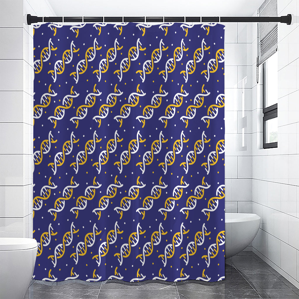 White And Yellow DNA Pattern Print Shower Curtain