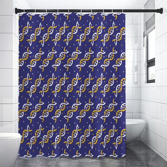 White And Yellow DNA Pattern Print Shower Curtain