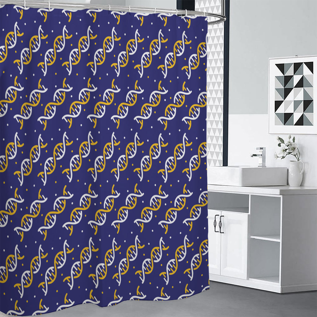 White And Yellow DNA Pattern Print Shower Curtain