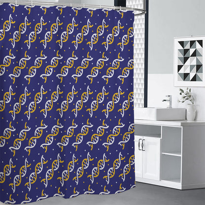 White And Yellow DNA Pattern Print Shower Curtain